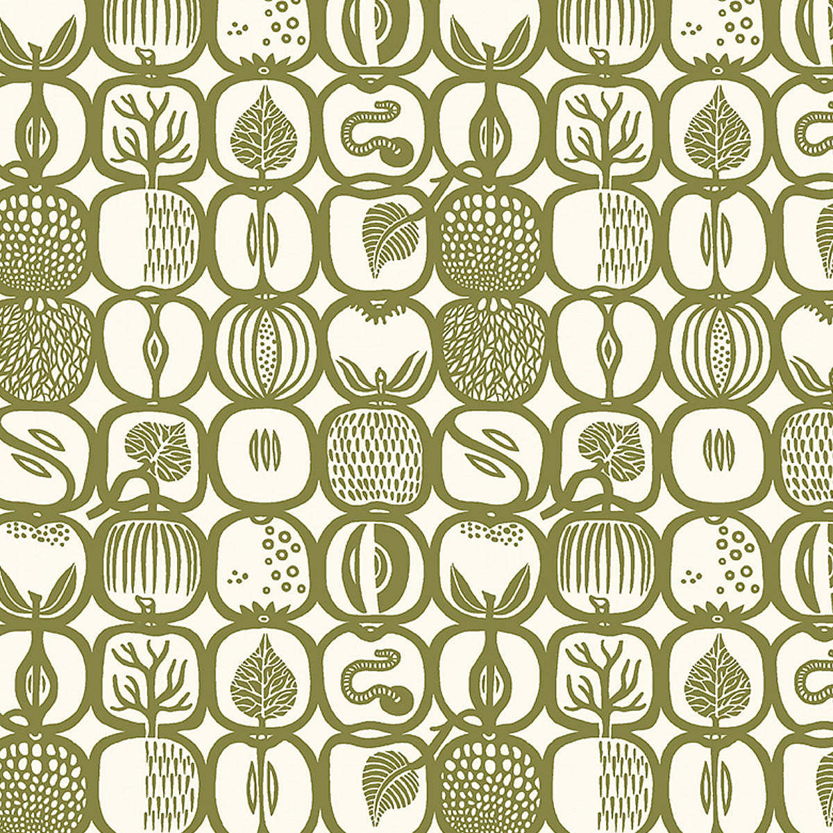 Fruktlada fabric in olive color - pattern number 1971 - by Schumacher in the Borastapeter collection
