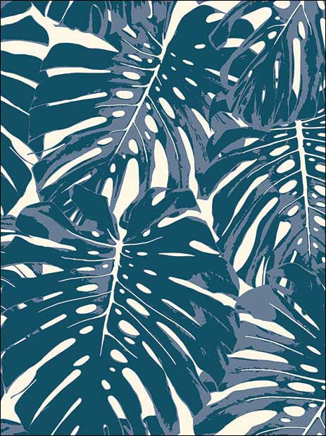 Jamaica fabric in prussian blue and white color - pattern number TA20002 - by Seabrook in the Tortuga collection