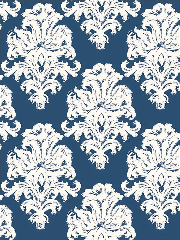 Montserrat fabric in prussian blue and white color - pattern number TA20102 - by Seabrook in the Tortuga collection