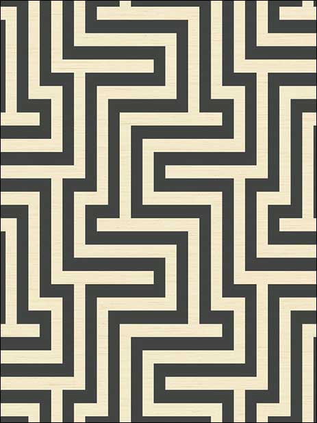 Martinique fabric in black and off white color - pattern number TA20400 - by Seabrook in the Tortuga collection