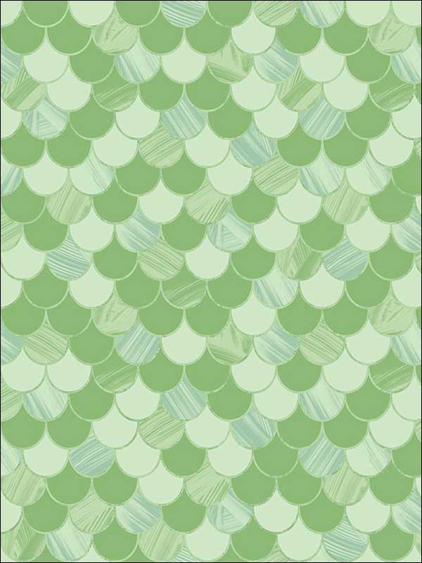 Catalina Scales wallpaper in pear green mint and metallic color - pattern number TA20901 - by Seabrook in the Tortuga collection