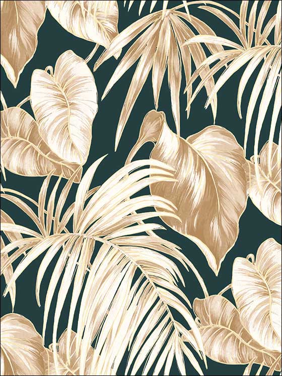 Dominica wallpaper in black metallic gold camel and white color - pattern number TA21600 - by Seabrook in the Tortuga collection