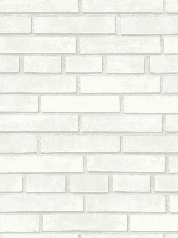 White Brick Screen Print fabric in white off white color - pattern number OY31000 - by Paper and Ink in the White on White collection