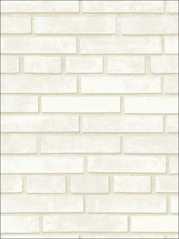 White Brick Screen Print fabric in white off white color - pattern number OY31003 - by Paper and Ink in the White on White collection