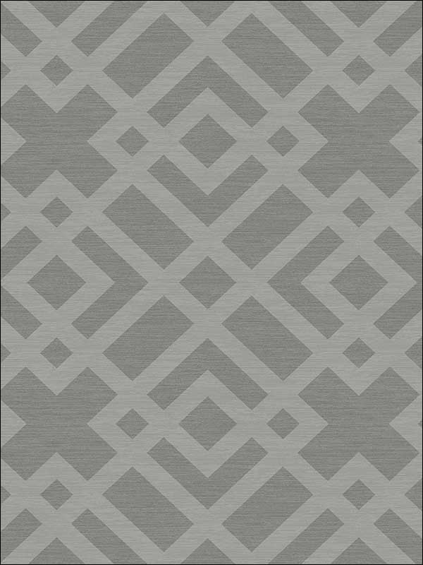 Lattice on Grasslcoth Faux Finish fabric in gray color - pattern number OY31703 - by Paper and Ink in the White on White collection