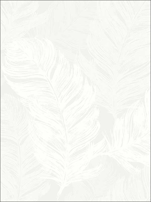 Feathers Screen Print fabric in white off white color - pattern number OY31803 - by Paper and Ink in the White on White collection