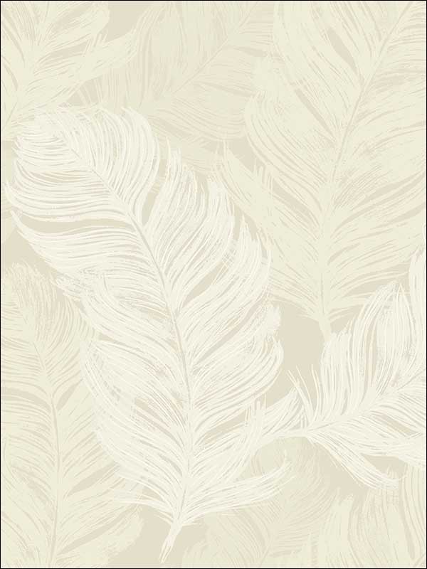 Feathers Screen Print wallpaper in warm neutral beige color - pattern number OY31805 - by Paper and Ink in the White on White collection