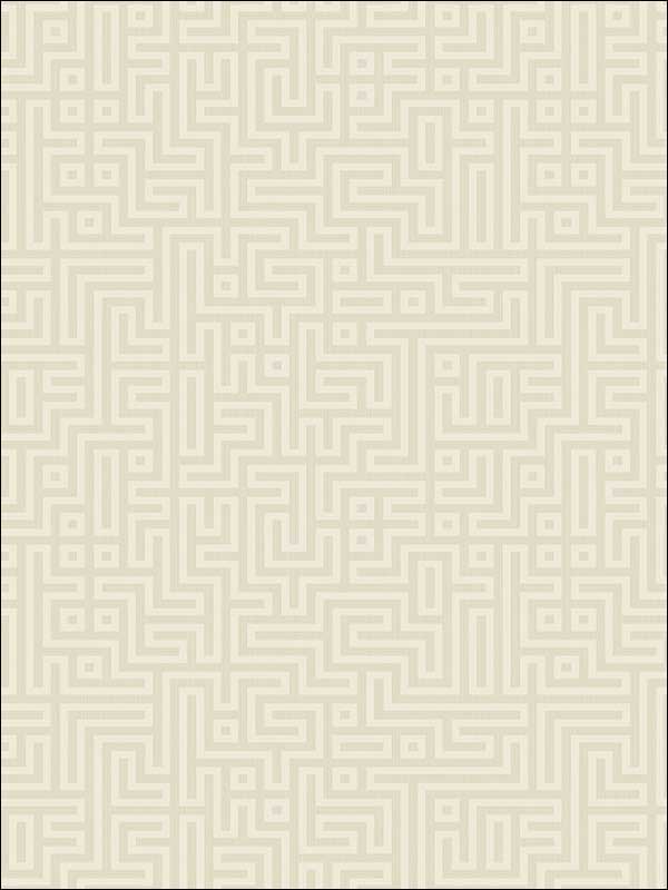 Greek Key Allover with Raised Inks fabric in warm neutral beige color - pattern number OY32100 - by Paper and Ink in the White on White collection