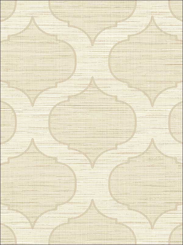 Casablanca Ogee with Textile Strings fabric in warm neutral beige color - pattern number OY32205 - by Paper and Ink in the White on White collection