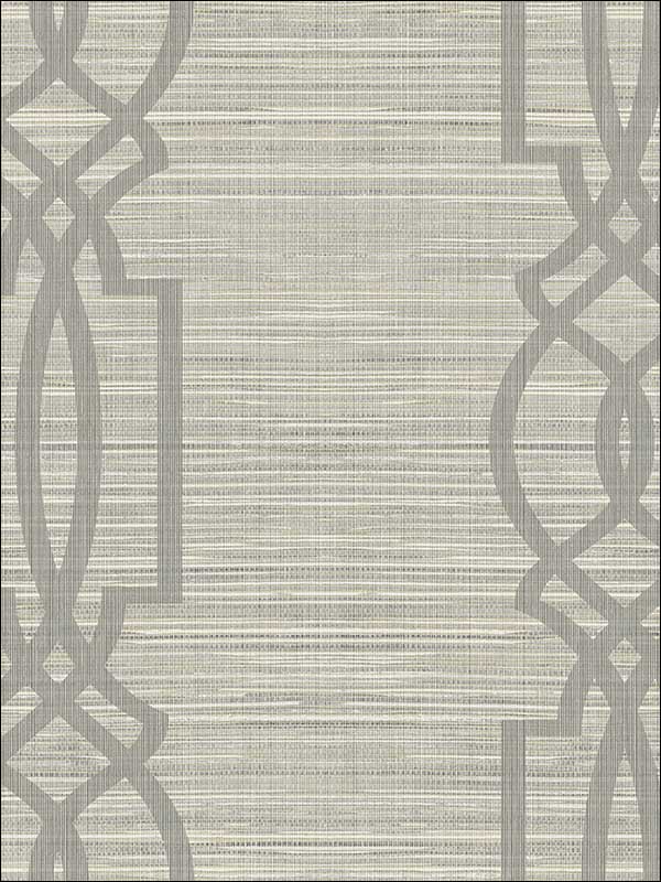 Trellis on Grass Faux with Textile Strings wallpaper in gray color - pattern number OY33700 - by Paper and Ink in the White on White collection