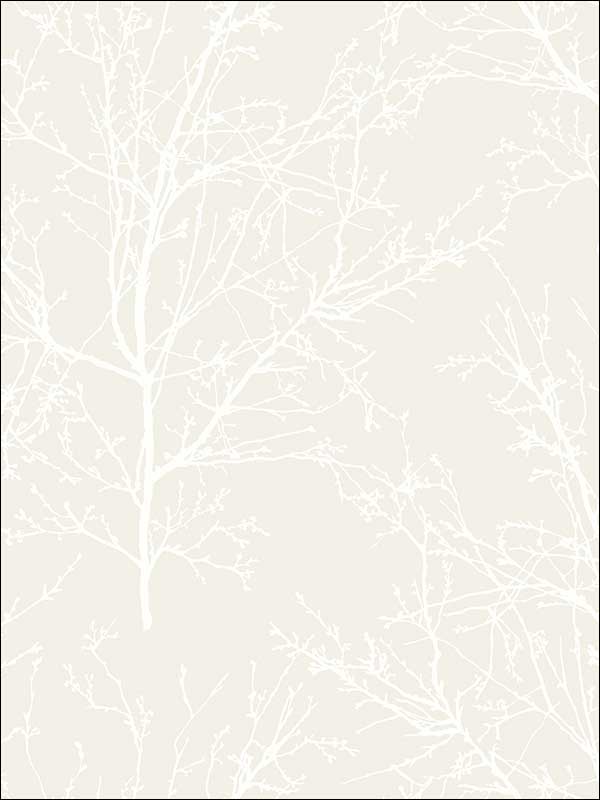 Branch Silhouettes fabric in white off white color - pattern number OY34000 - by Paper and Ink in the White on White collection