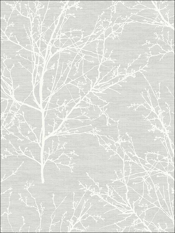 Branch Silhouettes fabric in gray color - pattern number OY34001 - by Paper and Ink in the White on White collection