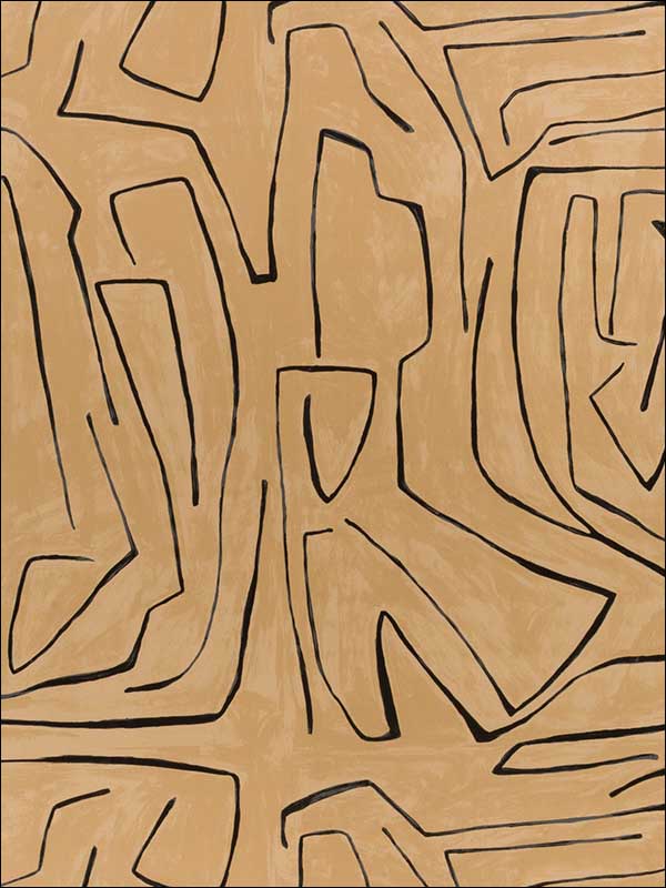 Graffito fabric in sand black color - pattern number GWP-3501.68.0 - by Groundworks in the Kelly Wearstler Wallpapers II collection