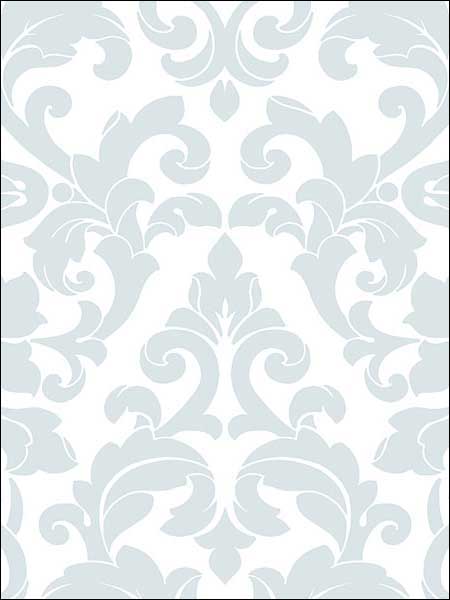 Velvet Damask fabric in aqua white color - pattern number DS29714 - by Patton Norwall in the Stripes and Damasks 3 collection