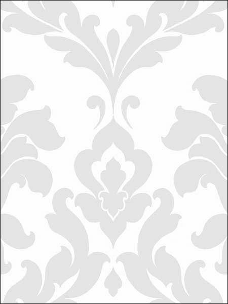 Plaza Damask fabric in grey white color - pattern number SD25713 - by Patton Norwall in the Stripes and Damasks 3 collection