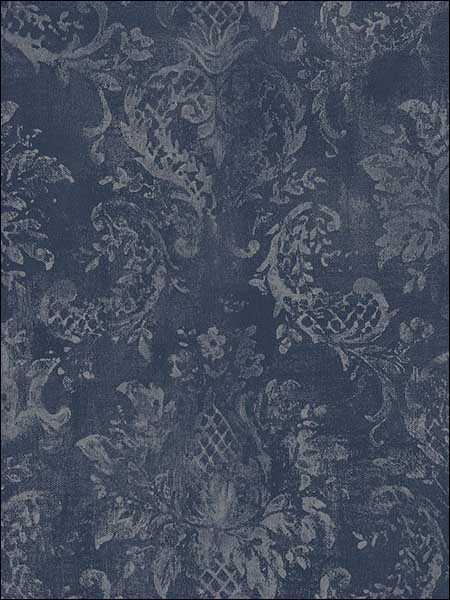 Canvas Damask fabric in navy grey color - pattern number SD36102 - by Patton Norwall in the Stripes and Damasks 3 collection