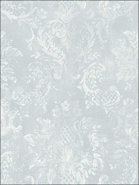 Canvas Damask fabric in aqua white color - pattern number SD36103 - by Patton Norwall in the Stripes and Damasks 3 collection