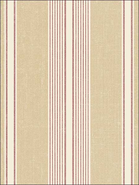 Cushion Stripe fabric in taupe red cream color - pattern number SD36116 - by Patton Norwall in the Stripes and Damasks 3 collection