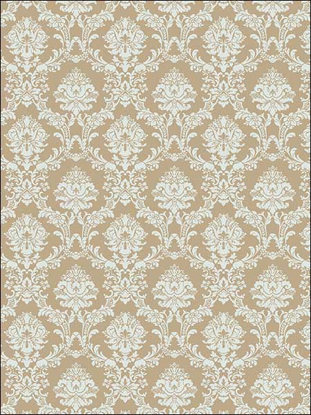 Mini Damask fabric in aqua metallic gold color - pattern number SD36136 - by Patton Norwall in the Stripes and Damasks 3 collection