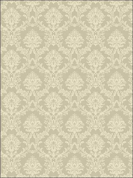 Mini Damask fabric in cream metallic gold color - pattern number SD36137 - by Patton Norwall in the Stripes and Damasks 3 collection