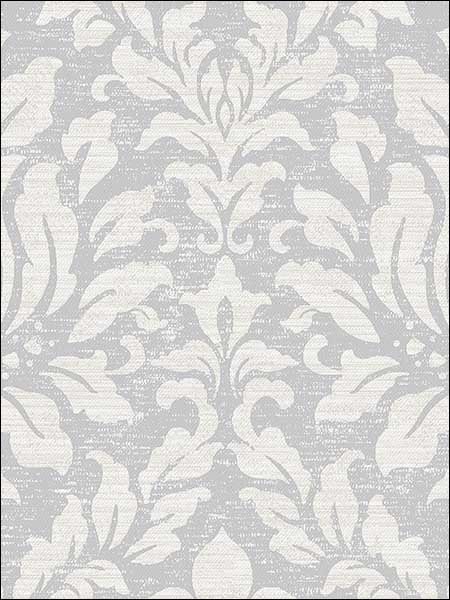 Stitched Damask wallpaper in grey beige metallic silver color - pattern number SD36143 - by Patton Norwall in the Stripes and Damasks 3 collection