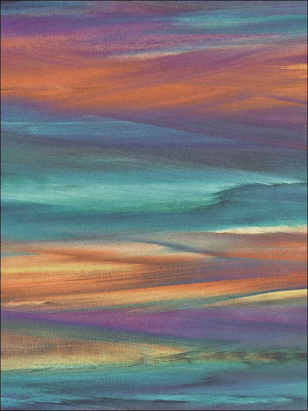 Rainbrow Brush fabric in cerulean clementine and purple color - pattern number AH40201 - by Seabrook in the L Atelier De Paris collection