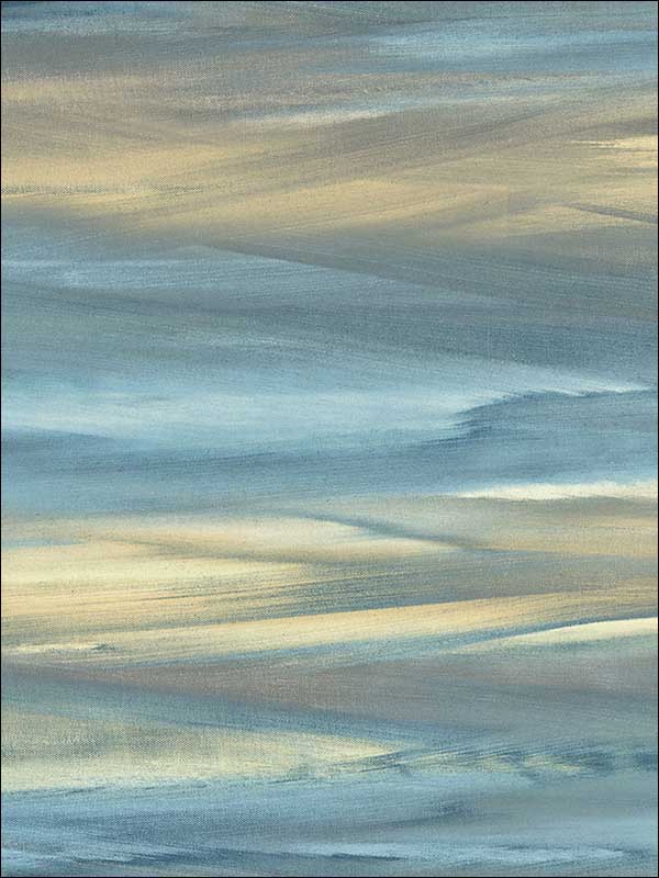 Rainbrow Brush fabric in blue and gold color - pattern number AH40202 - by Seabrook in the L Atelier De Paris collection