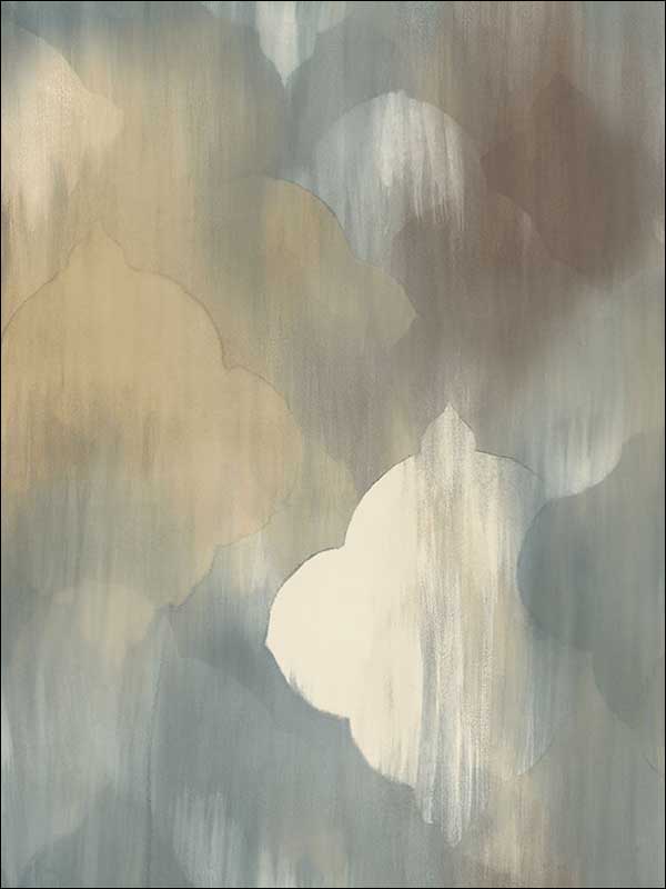 Rainbow Clover fabric in metallic gold greige and brown color - pattern number AH40300 - by Seabrook in the L Atelier De Paris collection