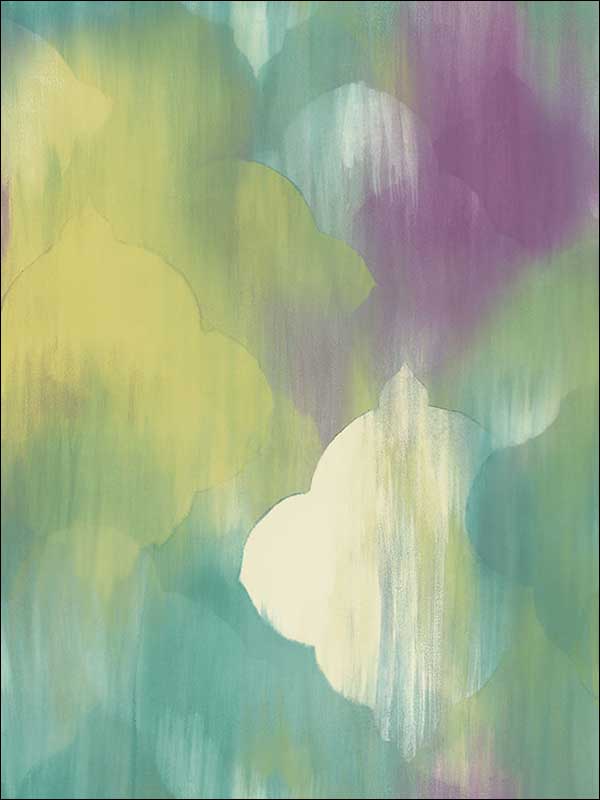Rainbow Clover fabric in lime green teal and purple color - pattern number AH40309 - by Seabrook in the L Atelier De Paris collection