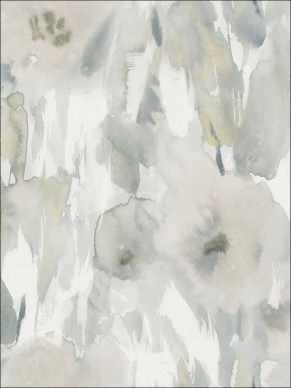 Watercolor Floral fabric in metallic champagne gray and off white color - pattern number AH40408 - by Seabrook in the L Atelier De Paris collection