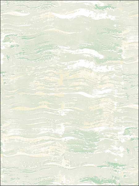 Bleached Wave wallpaper in metallic pearl and aloe green color - pattern number AH40804 - by Seabrook in the L Atelier De Paris collection