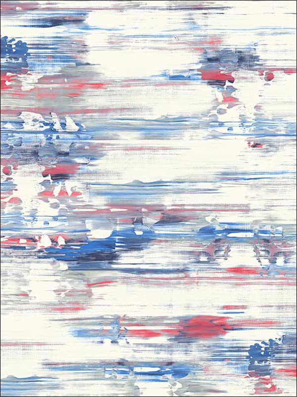 Spatula Stripes wallpaper in royal blue ruby and off white color - pattern number AH41111 - by Seabrook in the L Atelier De Paris collection