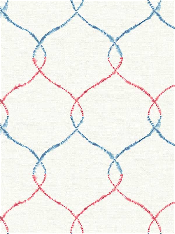 Shibori Lattice wallpaper in royal blue ruby and metallic pearl color - pattern number AH41611 - by Seabrook in the L Atelier De Paris collection
