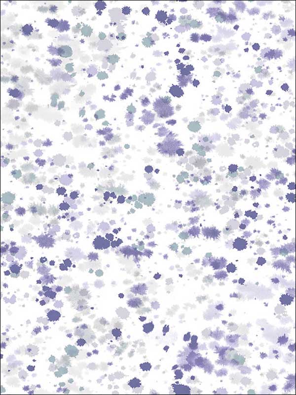 Splatter wallpaper in metallic silver lavender and robins egg color - pattern number AH41709 - by Seabrook in the L Atelier De Paris collection