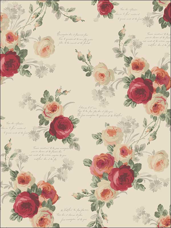Heirloom Rose fabric in red and beige color - pattern number MH1526 - by Magnolia Home by Joanna Gaines in the Magnolia Home collection
