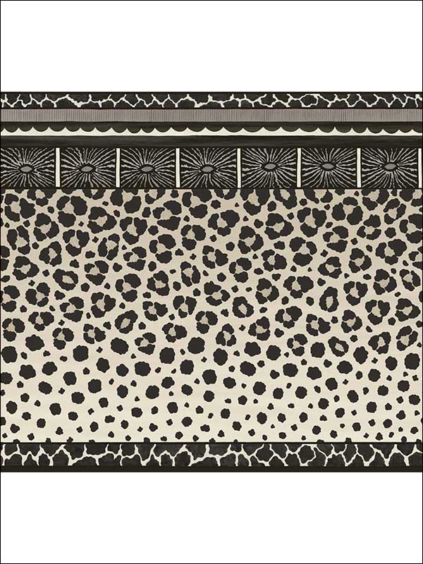 Zulu Border fabric in black and white color - pattern number 109/13061.CS.0 - by Cole and Son in the The Ardmore Collection collection