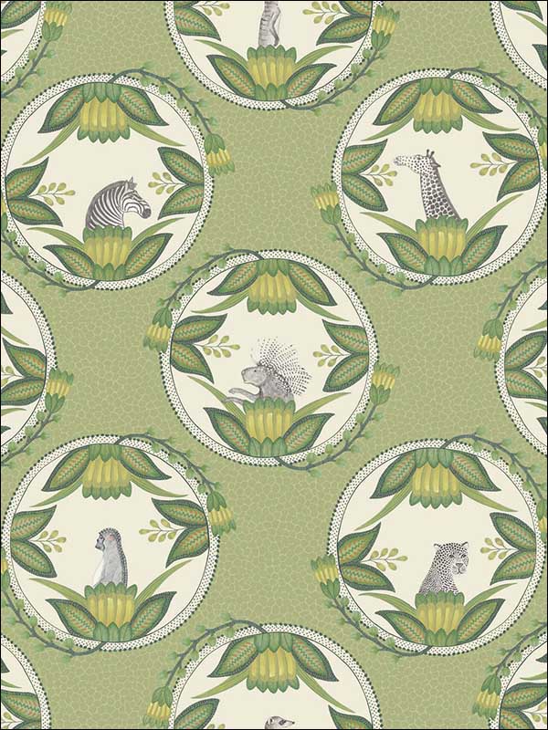 Ardmore Cameos wallpaper in green color - pattern number 109/9042.CS.0 - by Cole and Son in the The Ardmore Collection collection