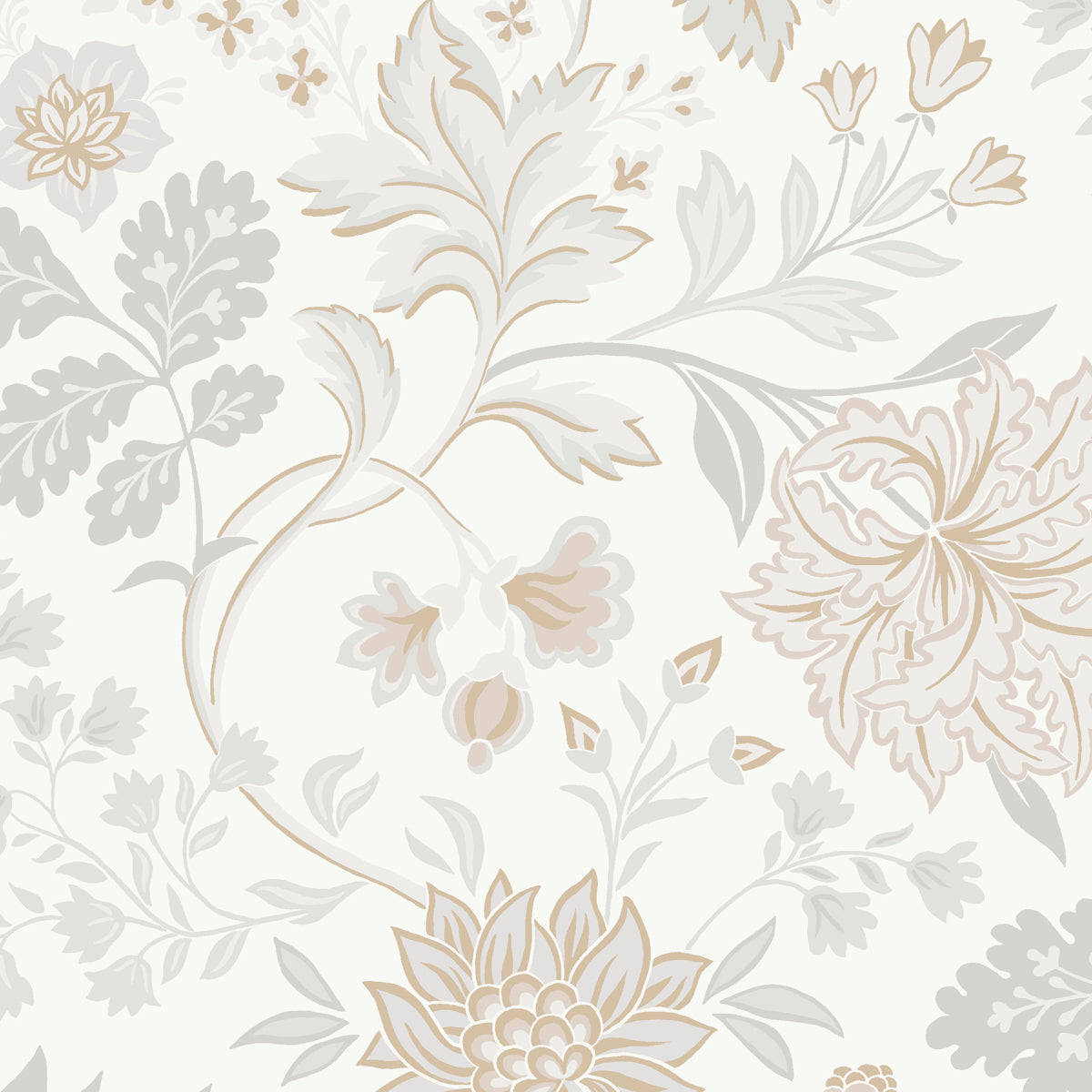 Alicia fabric in stone and gold color - pattern number 2007 - by Schumacher in the Borastapeter collection
