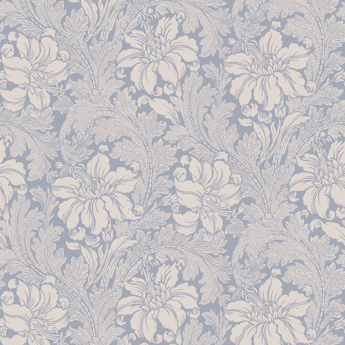 Acanthus Garden fabric in blue color - pattern number 2010 - by Schumacher in the Borastapeter collection