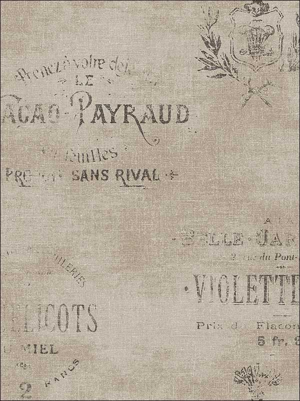 Writing Crests fabric in brown taupe color - pattern number TL30306 - by Pelican Prints in the Rittenhouse Square collection