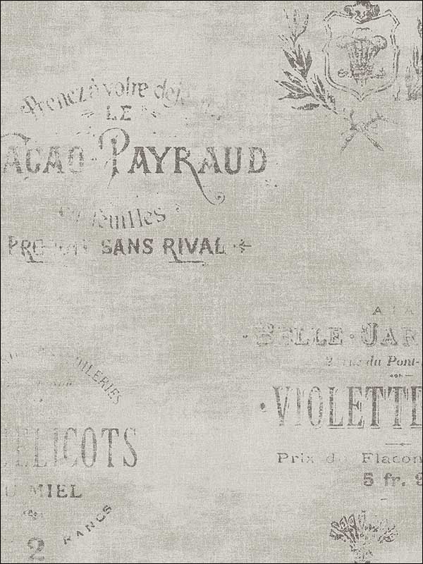 Writing Crests fabric in gray color - pattern number TL30308 - by Pelican Prints in the Rittenhouse Square collection