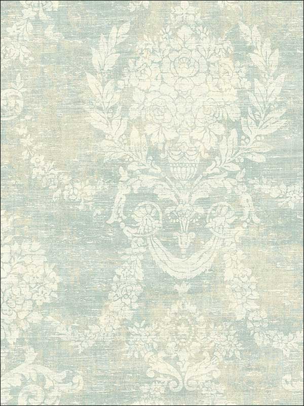 Floral Damask fabric in green color - pattern number TL31104 - by Pelican Prints in the Rittenhouse Square collection