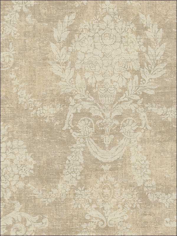 Floral Damask fabric in brown taupe color - pattern number TL31106 - by Pelican Prints in the Rittenhouse Square collection