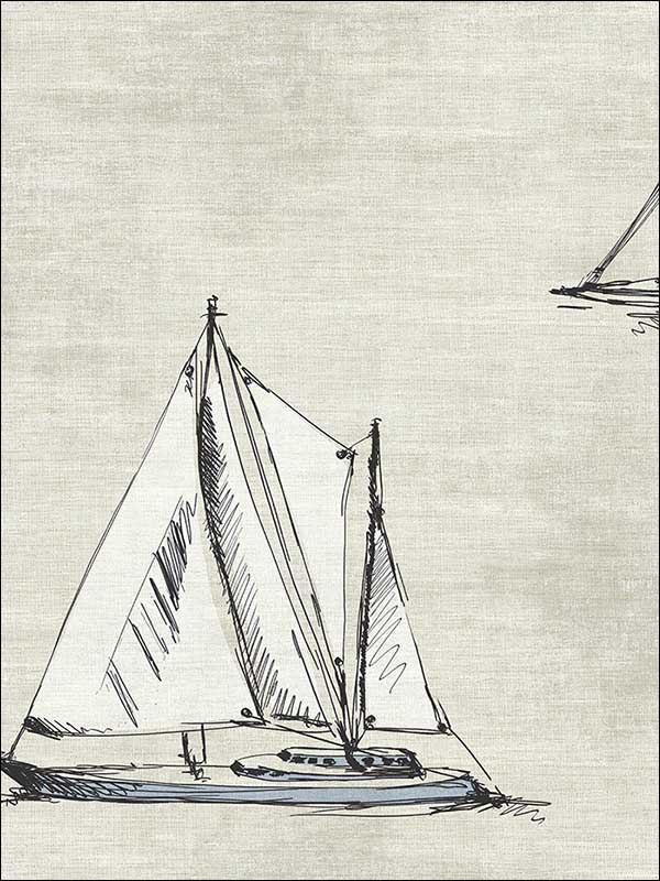 Sailboats fabric in blue color - pattern number TL32305 - by Pelican Prints in the Rittenhouse Square collection