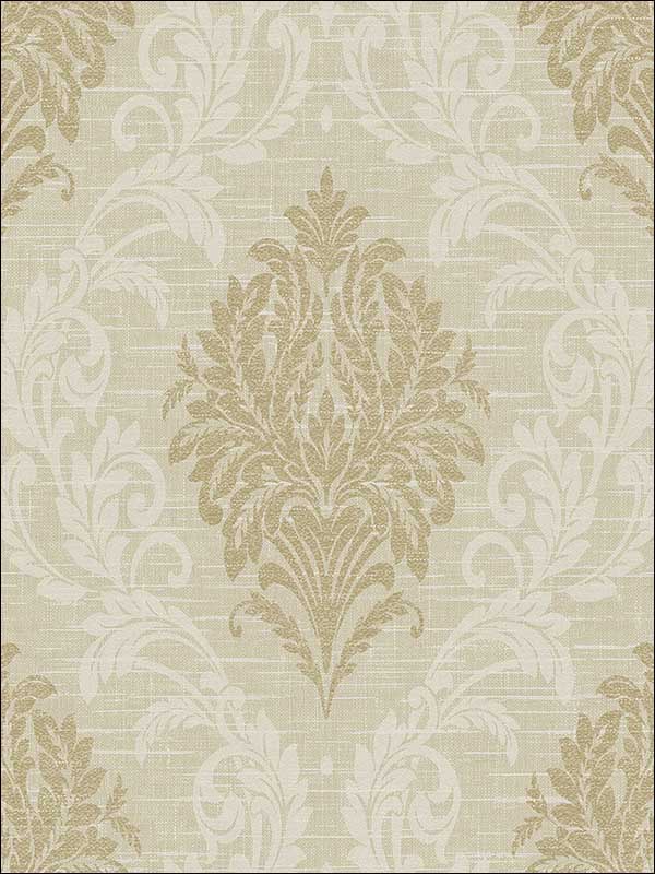 Damask wallpaper in gold color - pattern number TL32506 - by Pelican Prints in the Rittenhouse Square collection