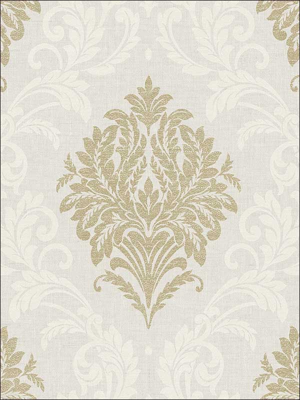 Damask wallpaper in warm neutral beige color - pattern number TL32608 - by Pelican Prints in the Rittenhouse Square collection