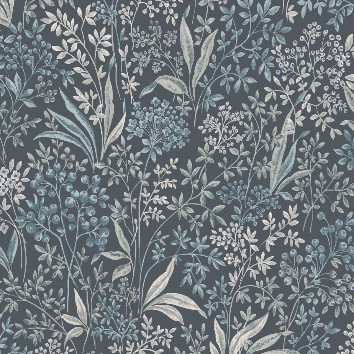Nocturne wallpaper in indigo color - pattern number 2025 - by Schumacher in the Borastapeter collection