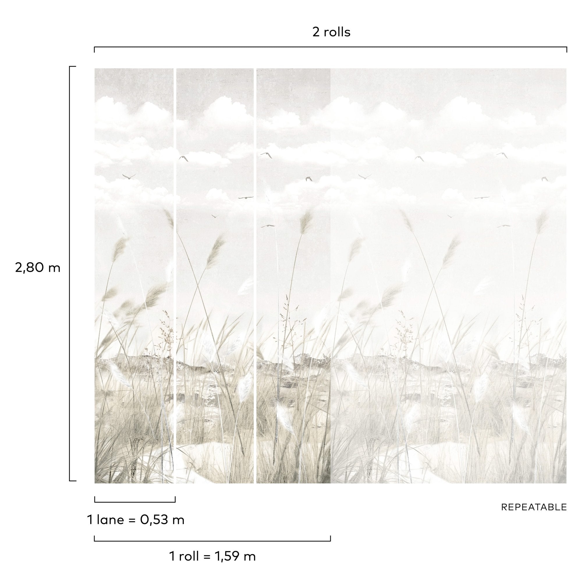 Landscape 3 Panel Mural in beige color - pattern number 202701 - by Grandeco in the Orom II collection