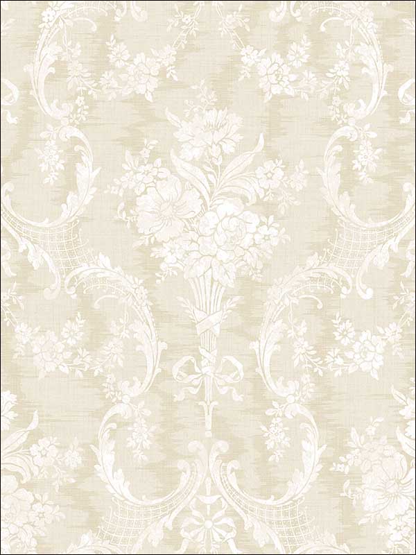 Framed Bouquet fabric in camel color - pattern number MV80001 - by Wallquest in the Vintage Home II collection