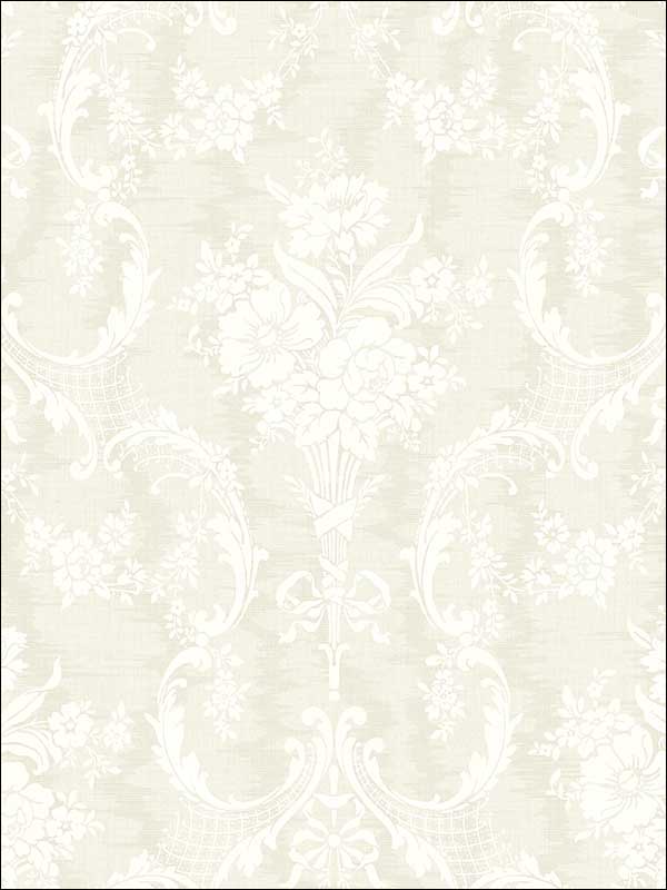 Framed Bouquet fabric in light neutral color - pattern number MV80007 - by Wallquest in the Vintage Home II collection